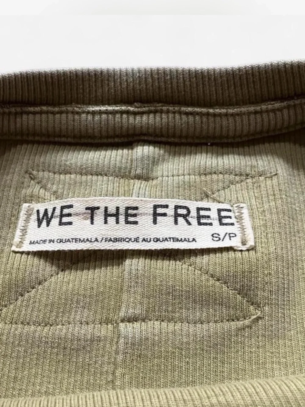 Free People We The Free Olive Ribbed Baby Tee size S - Picture 3 of 4